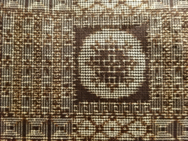 JAPANESE KIMONO / ANTIQUE KIMONO / SILK / DORO OSHIMA TSUMUGI / WOVEN GEOMETRIC